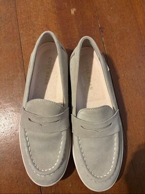 Cole Haan Light Taupe Suede Penny Loafers